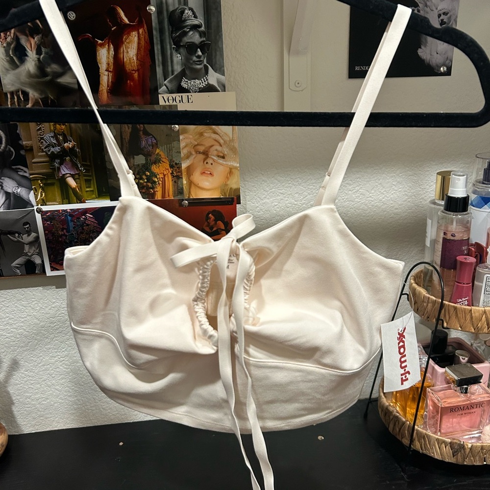 Cream Cropped Tank Top